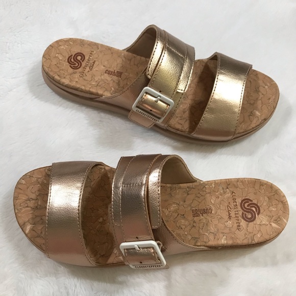 Clarks Shoes - CLARKS rose gold slip on sandal step june tide 6.5